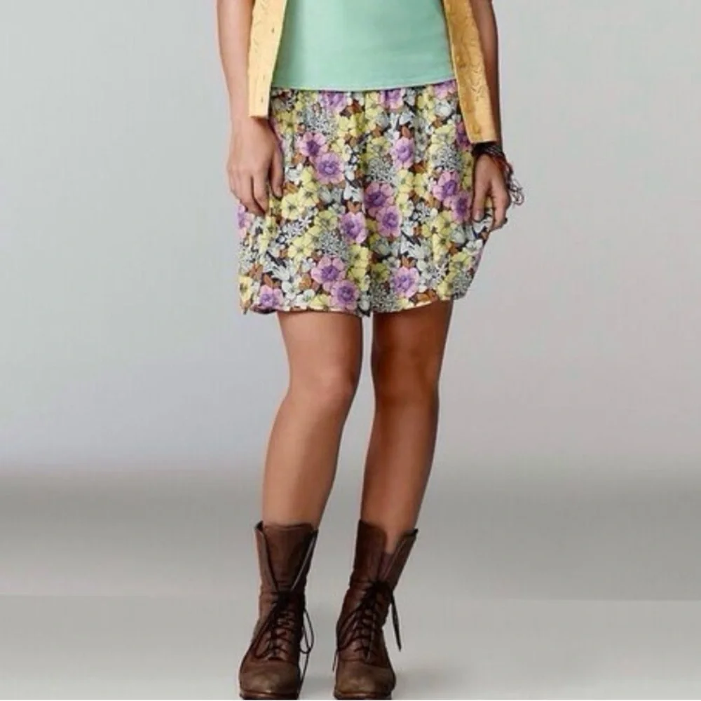 ANTHROPOLOGIE Leifnotes Floral Mini Skirt A-Line Bohemian Size 6